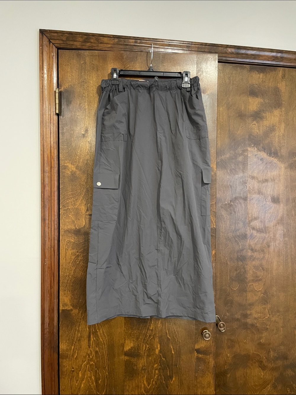 Grey Drawstring Utility Maxi Skirt